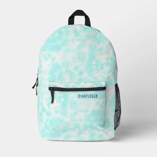 Girly Pastel Blauwgroen Blauw Wit Shibori Pattern  Bedrukte Rugzak (Voorkant)