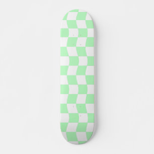 Girly Pastel Groen Wit Wavy Check Patroon Skateboard