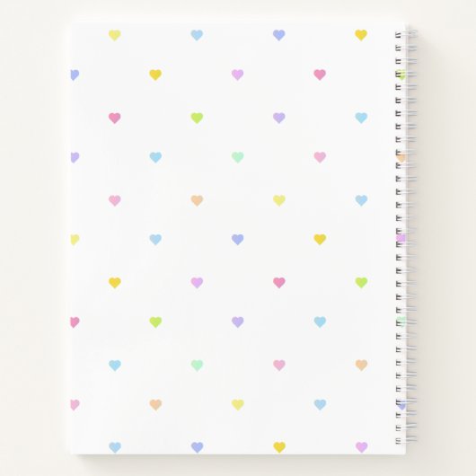 Girly pastel harten patroon notitieboek (Achterkant)