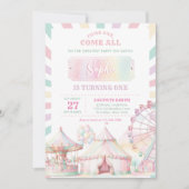 Girly Pastel Kleur Carnaval Circus Kinderen Verjaa Kaart (Voorkant)