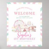 Girly Pastel Kleur Carnaval Circus Kinderen Verjaa Poster (Voorkant)