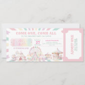 Girly Pastel Kleur Carnaval Circus Ticket Verjaard Kaart (Voorkant)