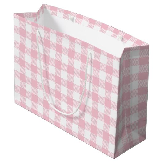 Girly Pastel Pink Gingham Pset Groot Cadeauzakje (Achterkant Gekanteld)