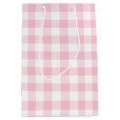 Girly Pastel Pink Gingham Pset Medium Cadeauzakje (Voorkant)