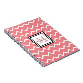 Girly Pastel Red Name Monogram Chevron Notitieboek (Rechterzijde)