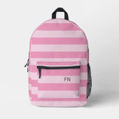 Girly Pastel Roze Strepen Monogram Initialen Bedrukte Rugzak (Voorkant)