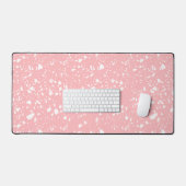 Girly Pastel Roze Wit Abstract Terrazzo Patroon Bureaumat (Keyboard & Muis)