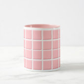 Girly pastel roze wit faux vierkante Tegels patroo Mok (Midden)
