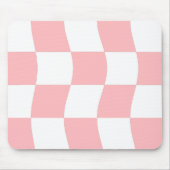 Girly Pastel Roze Wit Wavy Checkerboard Patroon Muismat (Voorkant)