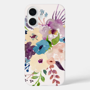 Girly, , Pastel Water Kleur Bloemen iPhone 16 Hoesje