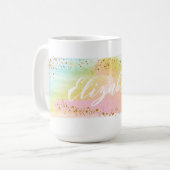 Girly Pastel Waterverf Rainbow Custom Coffee Mok (Voorkant links)