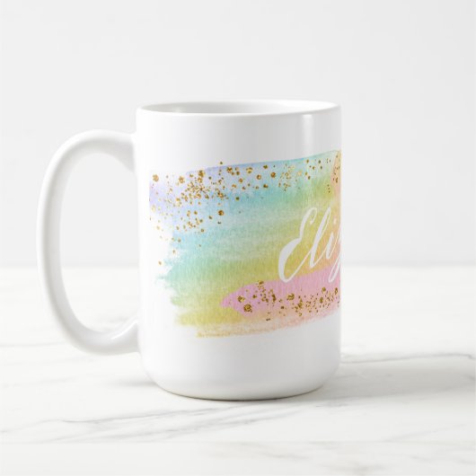 Girly Pastel Waterverf Rainbow Custom Coffee Mok (Links)
