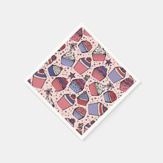 Girly Patriottisch Rood Wit en Blauw Cupcake Party Servet (Hoek)