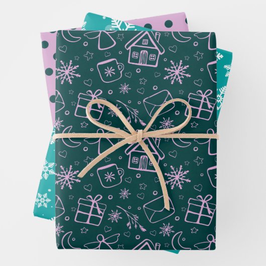 Girly Pattern Gift kerstfeestdag Inpakpapier Vel (In situ)