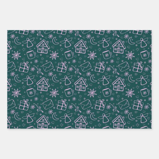 Girly Pattern Gift kerstfeestdag Inpakpapier Vel (Voorkant)