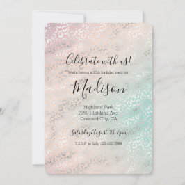 Girly Peach Aqua Tie Dye Silver Leopard Print Kaart