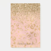 Girly Peach Gold Leopard Glitter Post-it® Notes (Voorkant)