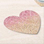 Girly Peach Gold leopard print roze Glitter Glitzy Kartonnen Onderzetters (Gekanteld)