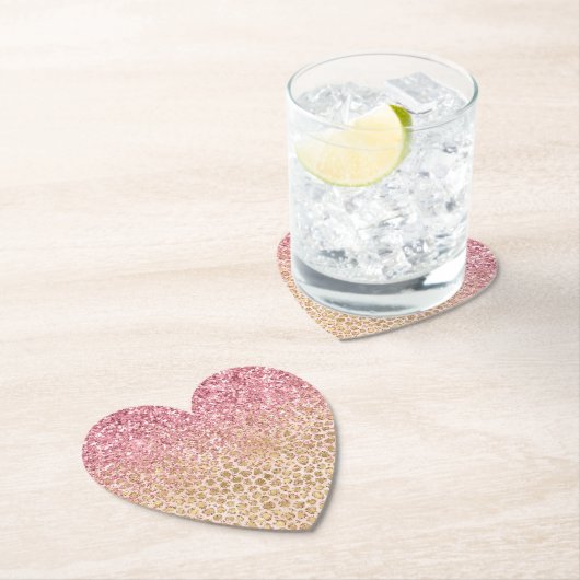 Girly Peach Gold leopard print roze Glitter Glitzy Kartonnen Onderzetters (Insitu)