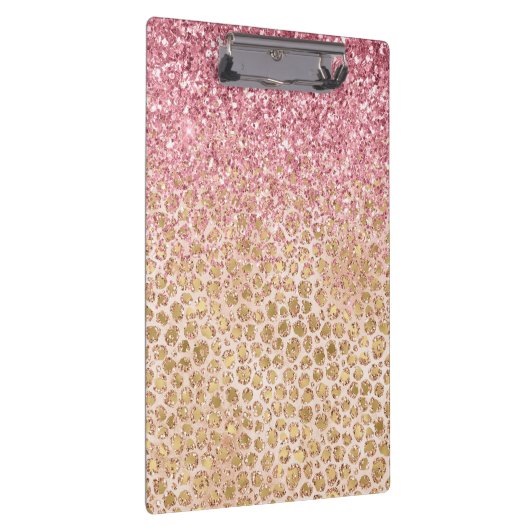 Girly Peach Gold leopard print roze Glitter Glitzy Klembord (Rechts)
