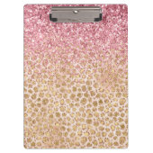 Girly Peach Gold leopard print roze Glitter Glitzy Klembord (Voorkant)
