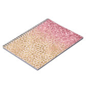 Girly Peach Gold leopard print roze Glitter Glitzy Notitieboek (Linkerzijde)
