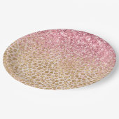 Girly Peach Gold leopard print roze Glitter Glitzy Papieren Bordje (Gekanteld)
