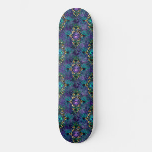 Girly Peacock Feathers Butterfly Fantasy Skateboard