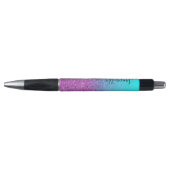 Girly Personalized Aqua Paars Ombre Glitter Pen (Voorkant)