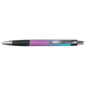 Girly Personalized Aqua Paars Ombre Glitter Pen (Achterkant)