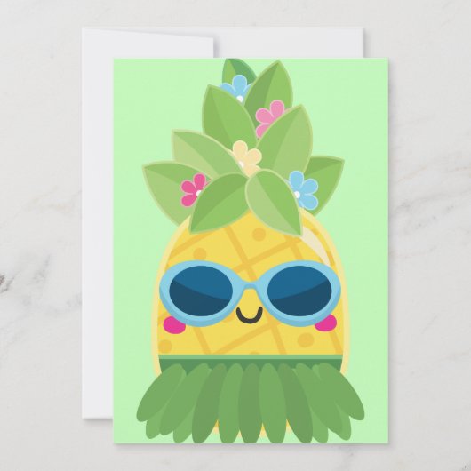 Girly Pineapple mevrouw Onederful First Invitation Kaart (Achterkant)