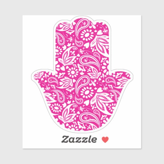 Girly Pink and White Hand of Fatima Sticker (Vel)