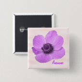 Girly Pink Anemone Button (Voorkant /achterkant)