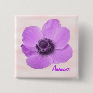 Girly Pink Anemone Button