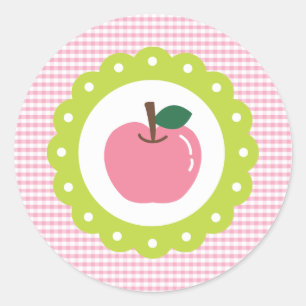 Girly Pink Apple Ronde Sticker