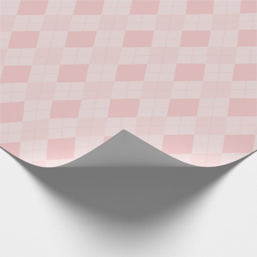 Girly Pink Argyle Diamond Pattern Cadeaupapier (Hoek)