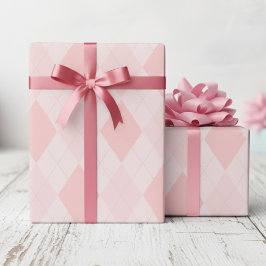 Girly Pink Argyle Diamond Pattern Cadeaupapier