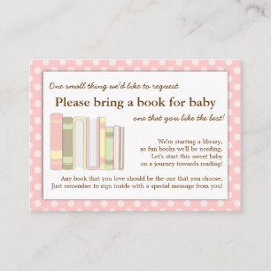 Girly Pink Baby shower Book Request Card Informatiekaartje