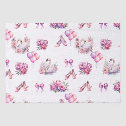 Girly Pink Ballet Floral Tissuepapier (Voorkant)