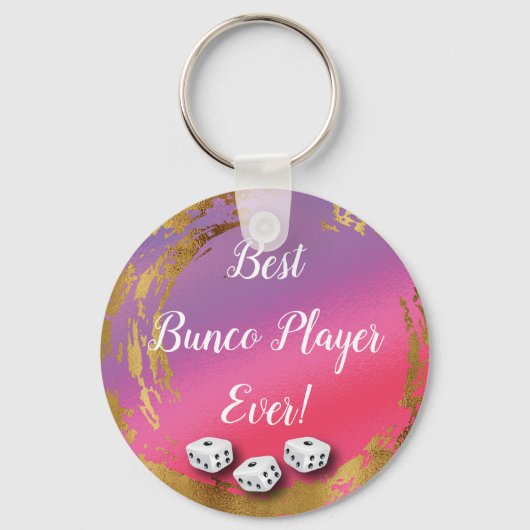 Girly Pink Best Dice Player Bunco Sleutelhanger (Voorkant)
