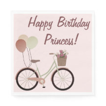 Girly Pink Bike Balloons Happy Birthday