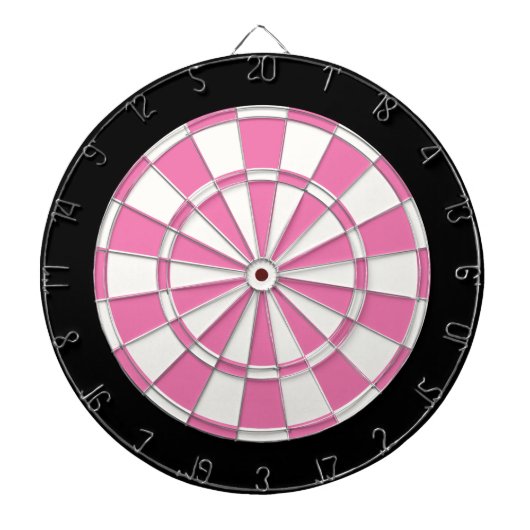Girly Pink Black en White Dartbord (Voorkant)
