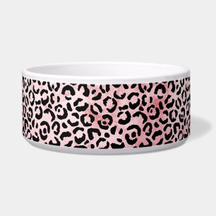 Girly Pink Black Leopard Print Voerbakje