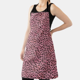 Girly Pink Black Leopard Spots Schort