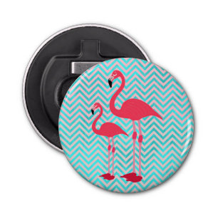 Girly Pink Blauwgroen Chevron Elegant Cute Flaming Button Flesopener