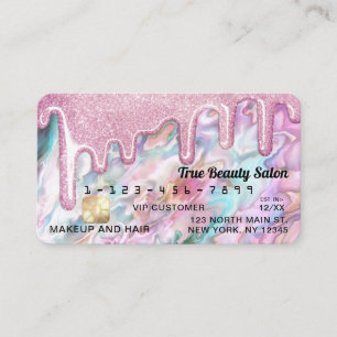 Girly Pink Blauwgroen Pearl Opal Glitter Druppelt Visitekaartje