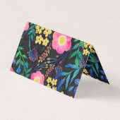 Girly Pink Blue Floral Grey design Visitekaartjes (Achterkant)