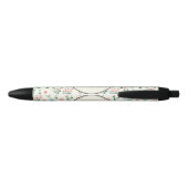 Girly Pink Blue Flowers Pattern Elegant Monogram Zwarte Inkt Pen (Achterkant)