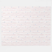 Girly Pink Blue Hearts Stripes Fleece Deken (Voorkant (Horizontaal))