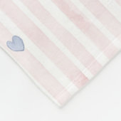 Girly Pink Blue Hearts Stripes Fleece Deken (Hoek)